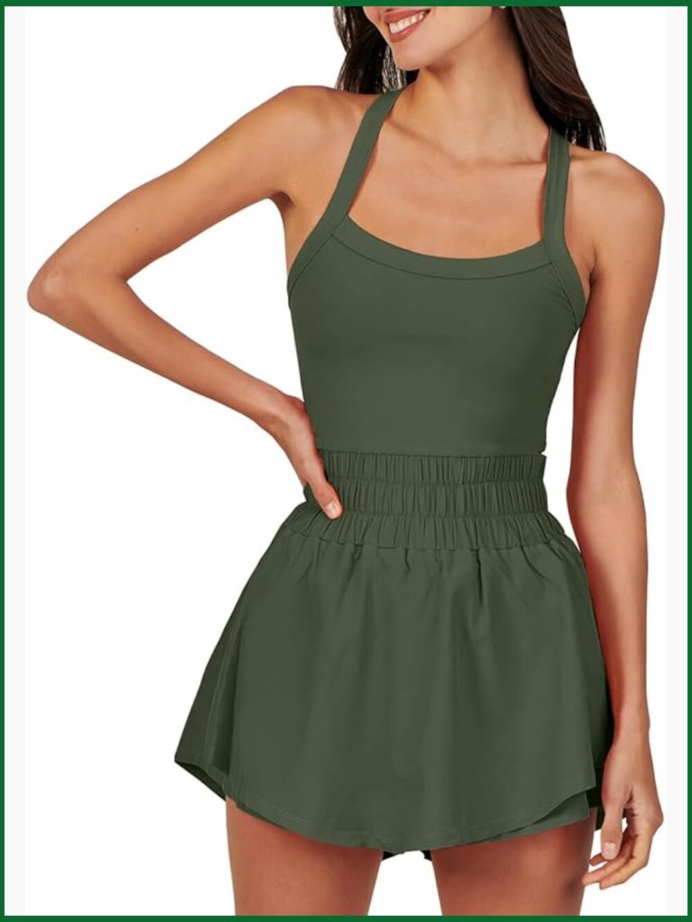 Mini Tennis Dress with Skort - Sleeveless One Piece Workout Romper Dress with